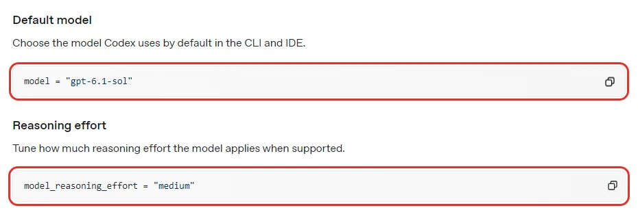OpenAI 코덱스 Config basics 문서, Default model CLI 와 IDE 가 기본으로 쓸 모델 model =