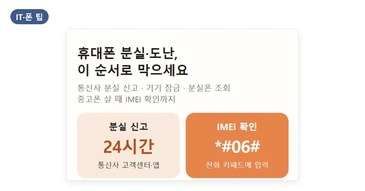 휴대폰 분실 신고 방법: 통신사 정지부터 분실폰 IMEI 조회까지